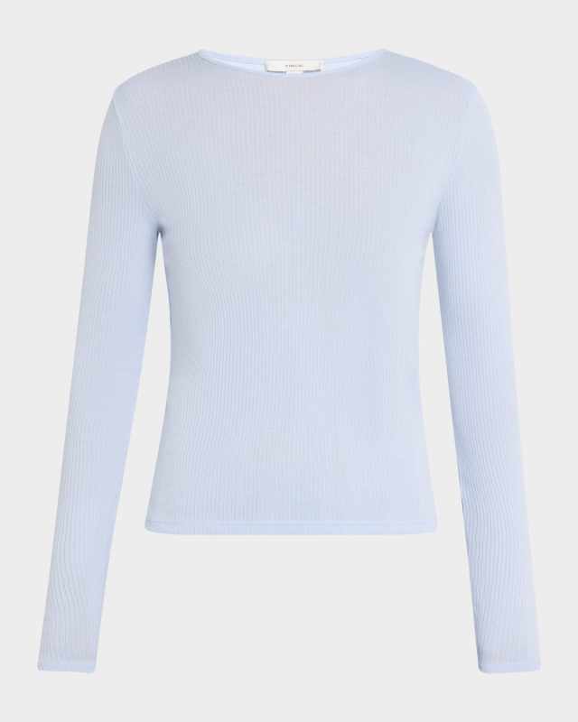 Ribbed Long-Sleeve Crewneck Top